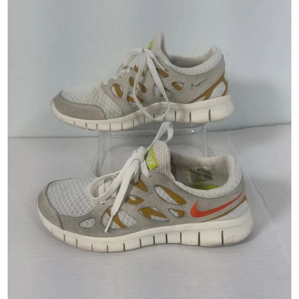 Nike Free Run 2 Running Shoes‎ Womens 8 Summit White Gold Tone Orange Yellow